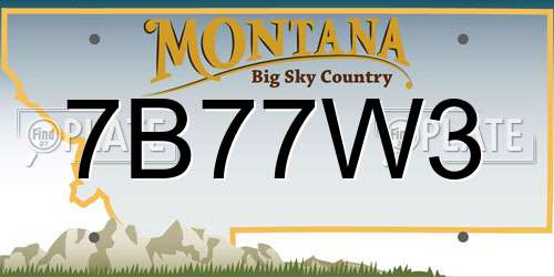 7B77W3 Montana License Plate