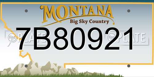 7B80921 Montana License Plate