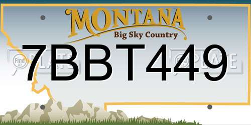 7BBT449 Montana License Plate