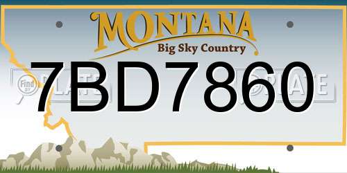 7BD7860 Montana License Plate