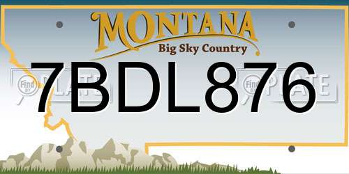 7BDL876 Montana License Plate