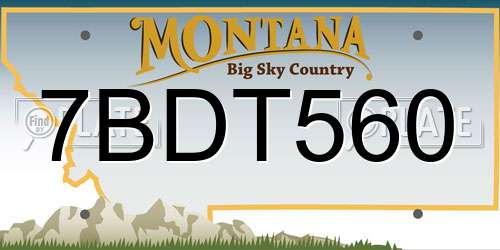 7BDT560 Montana License Plate