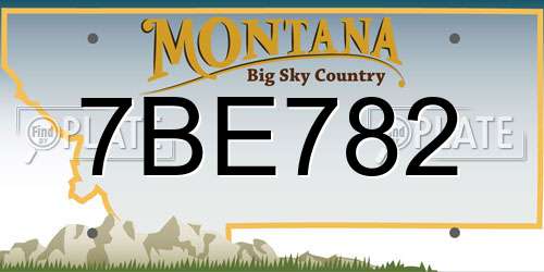 7BE782 Montana License Plate