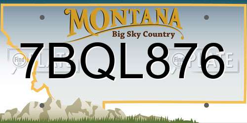 7BQL876 Montana License Plate