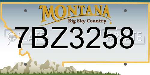 7BZ3258 Montana License Plate