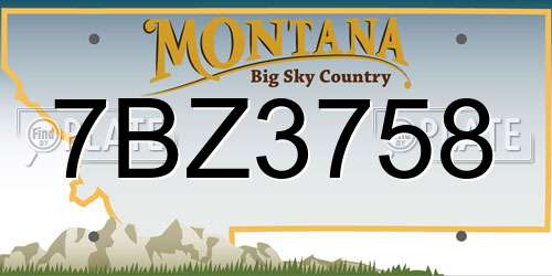 7BZ3758 Montana License Plate