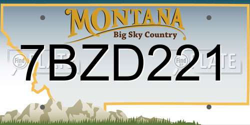 7BZD221 Montana License Plate