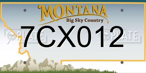 7CX012 Montana License Plate