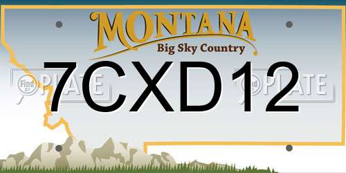 7CXD12 Montana License Plate