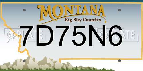 7D75N6 Montana License Plate