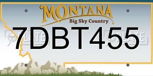 7DBT455 Montana License Plate