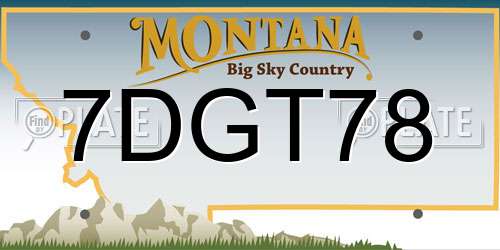 7DGT78 Montana License Plate