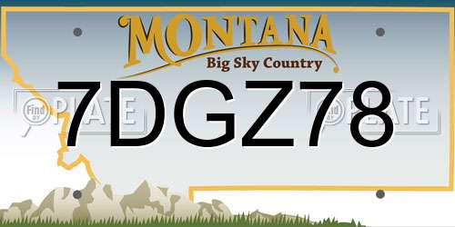 7DGZ78 Montana License Plate