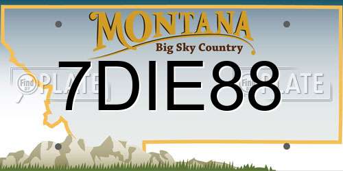 7DIE88 Montana License Plate