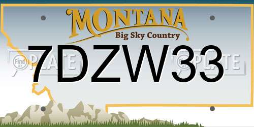 7DZW33 Montana License Plate