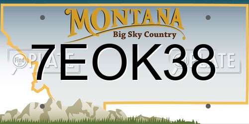 7EOK38 Montana License Plate