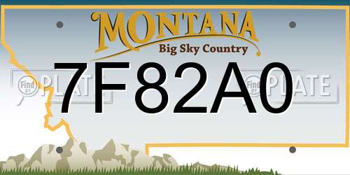 7F82A0 Montana License Plate