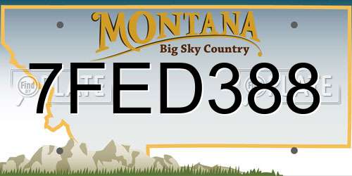 7FED388 Montana License Plate