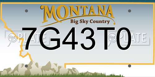 7G43T0 Montana License Plate