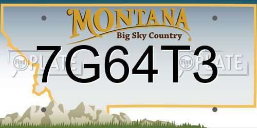 7G64T3 Montana License Plate