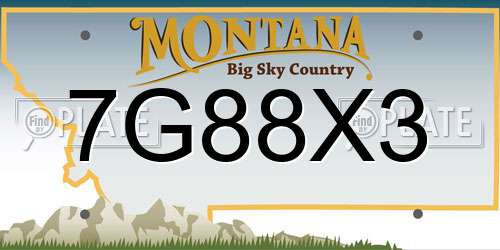 7G88X3 Montana License Plate