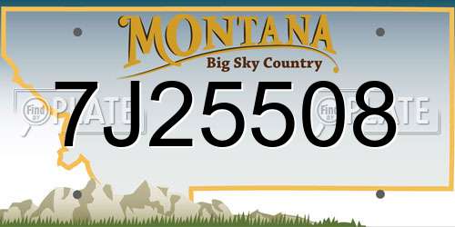 7J25508 Montana License Plate