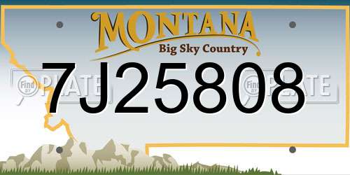 7J25808 Montana License Plate