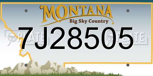 7J28505 Montana License Plate