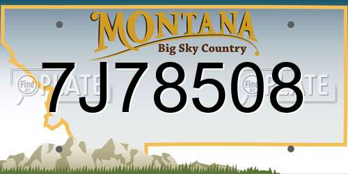 7J78508 Montana License Plate