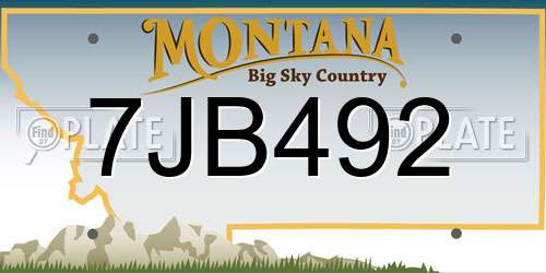 7JB492 Montana License Plate