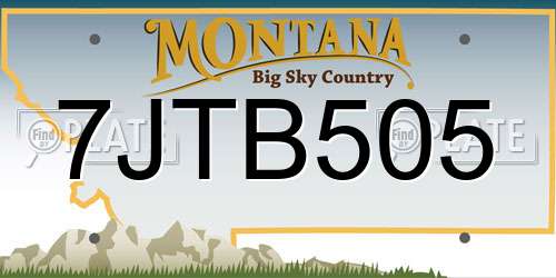 7JTB505 Montana License Plate