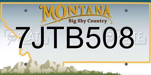 7JTB508 Montana License Plate