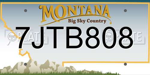 7JTB808 Montana License Plate