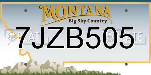 7JZB505 Montana License Plate