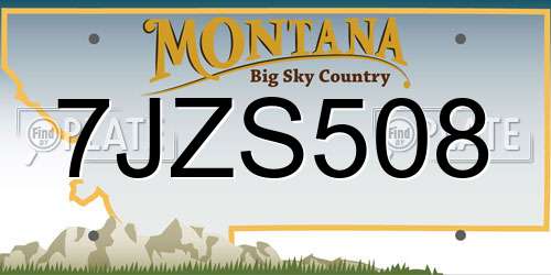 7JZS508 Montana License Plate
