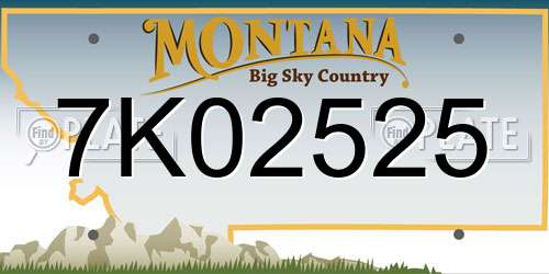 7K02525 Montana License Plate