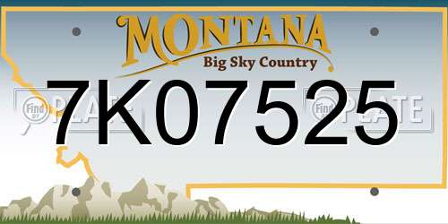 7K07525 Montana License Plate