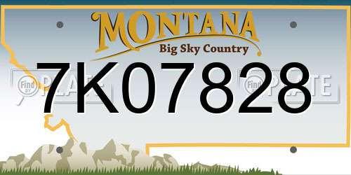 7K07828 Montana License Plate