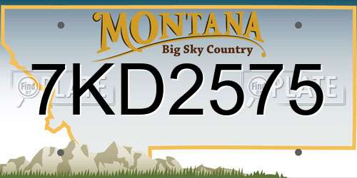 7KD2575 Montana License Plate