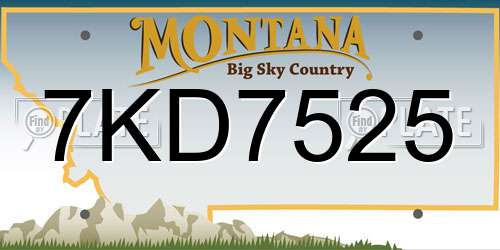 7KD7525 Montana License Plate