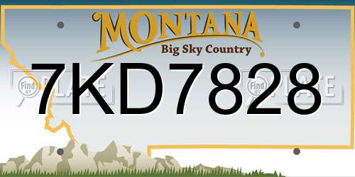 7KD7828 Montana License Plate