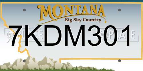 7KDM301 Montana License Plate