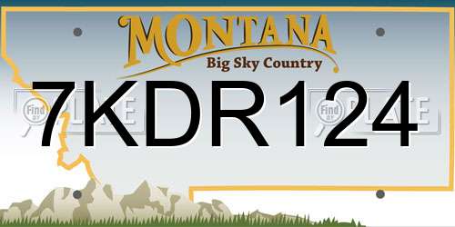 7KDR124 Montana License Plate