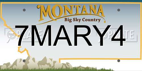 7MARY4 Montana License Plate
