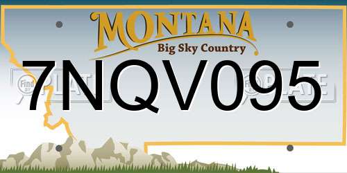 7NQV095 Montana License Plate