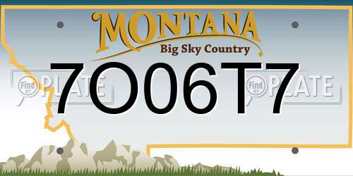 7O06T7 Montana License Plate