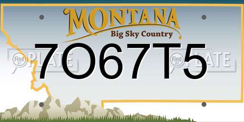 7O67T5 Montana License Plate