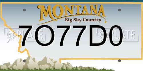7O77D0 Montana License Plate
