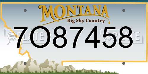 7O87458 Montana License Plate