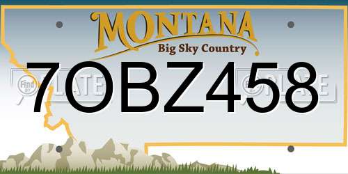 7OBZ458 Montana License Plate
